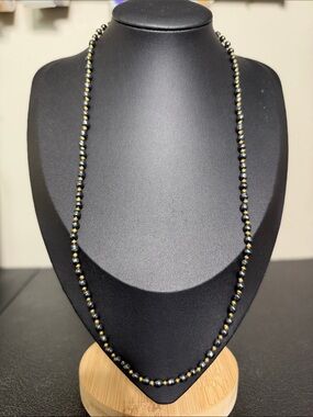 Vintage Marvella Dainty Black Faux Pearl Gold Beaded Women's Necklace